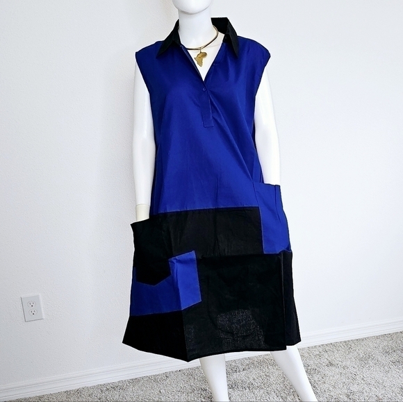 AFRICAN ANKARA STYLE PRINT COTTON WOMEN MID LENGTH DRESS SUNDRESS - Picture 1 of 4